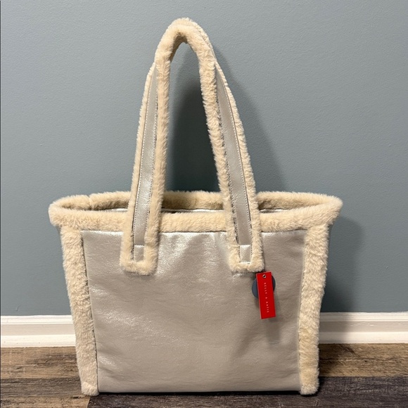 Kelly & Katie Silver Tote with Cream Trim